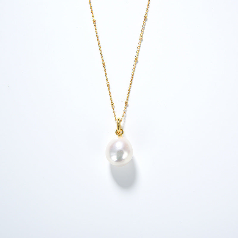 Simple Commuter Design Natural Baroque Pearl S925 Silver Plated Small Necklace Female - 0 - Bijou Her - Color -  - 