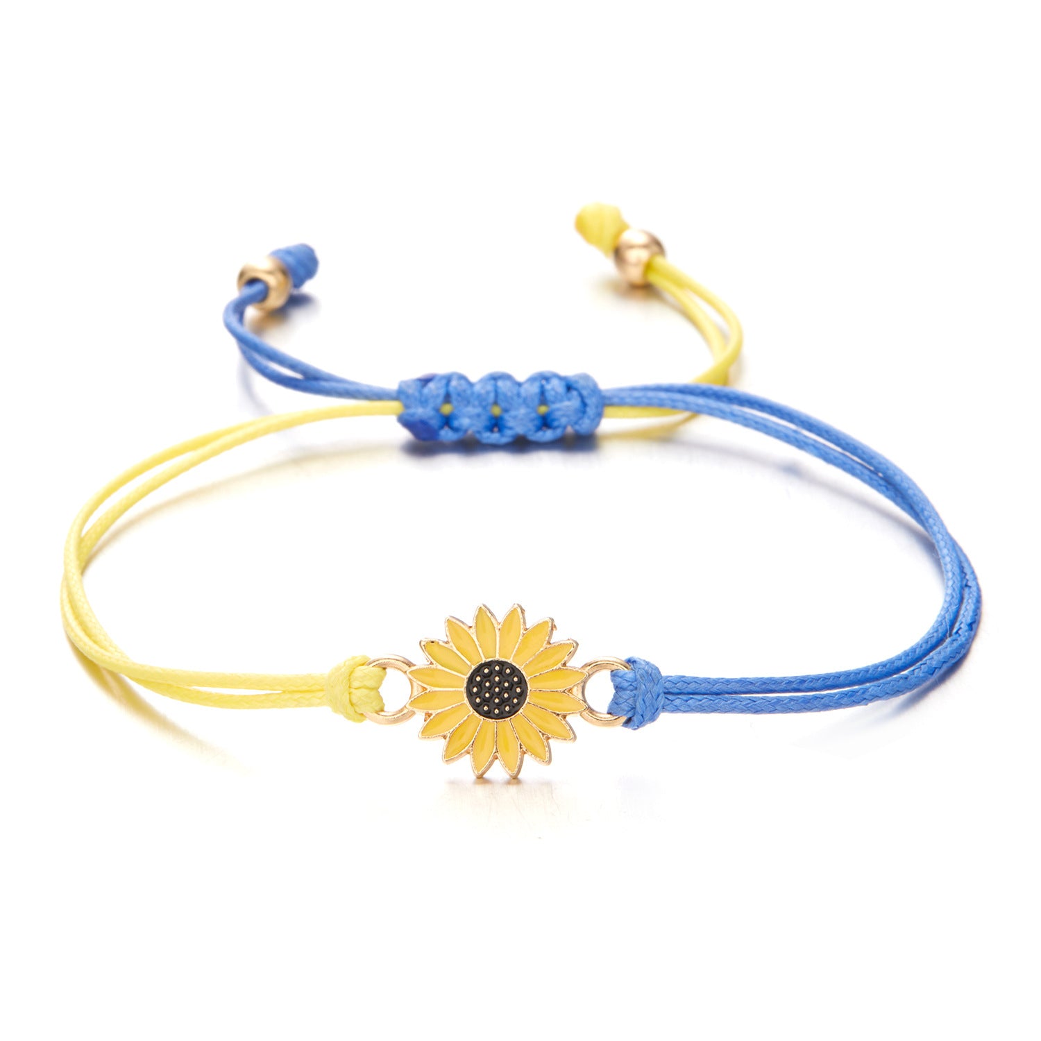 Sunflower Patchwork Color Men's And Women's Adjustable Yellow And Blue Bracelet Sunflower Braided - 0 - Bijou Her - Color - quantity - 