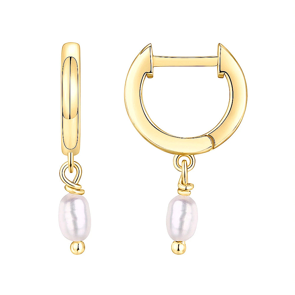 Women's Geometric Diamond Pearl Lock Earrings - 0 - Bijou Her - Color -  - 