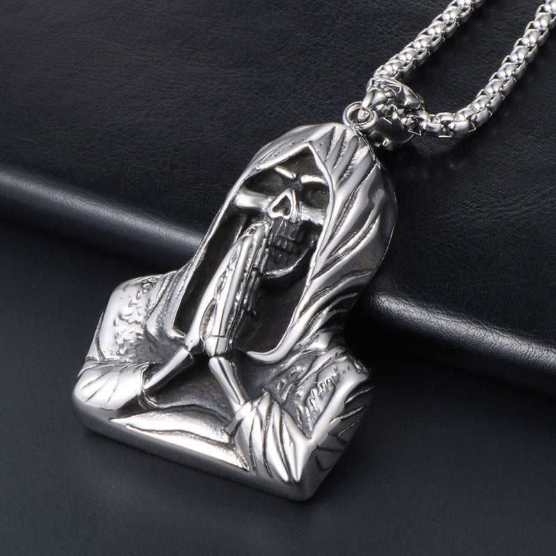 Retro Personality Stylish Pendant Men's Death Skull Necklace - 0 - Bijou Her -  -  - 