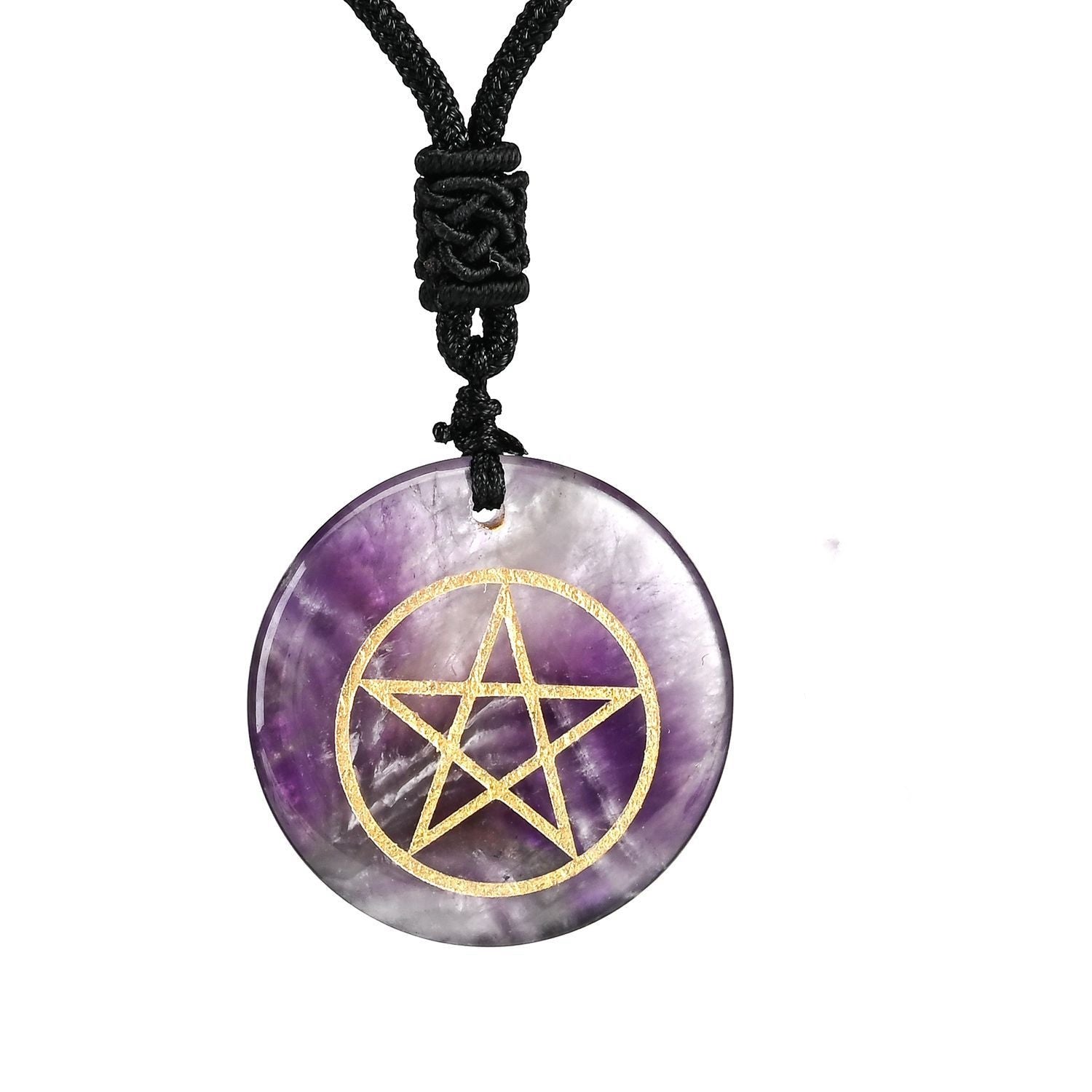 Natural Amethyst Ancient Egyptian Pentacle Necklace - 0 - Bijou Her - style -  - 