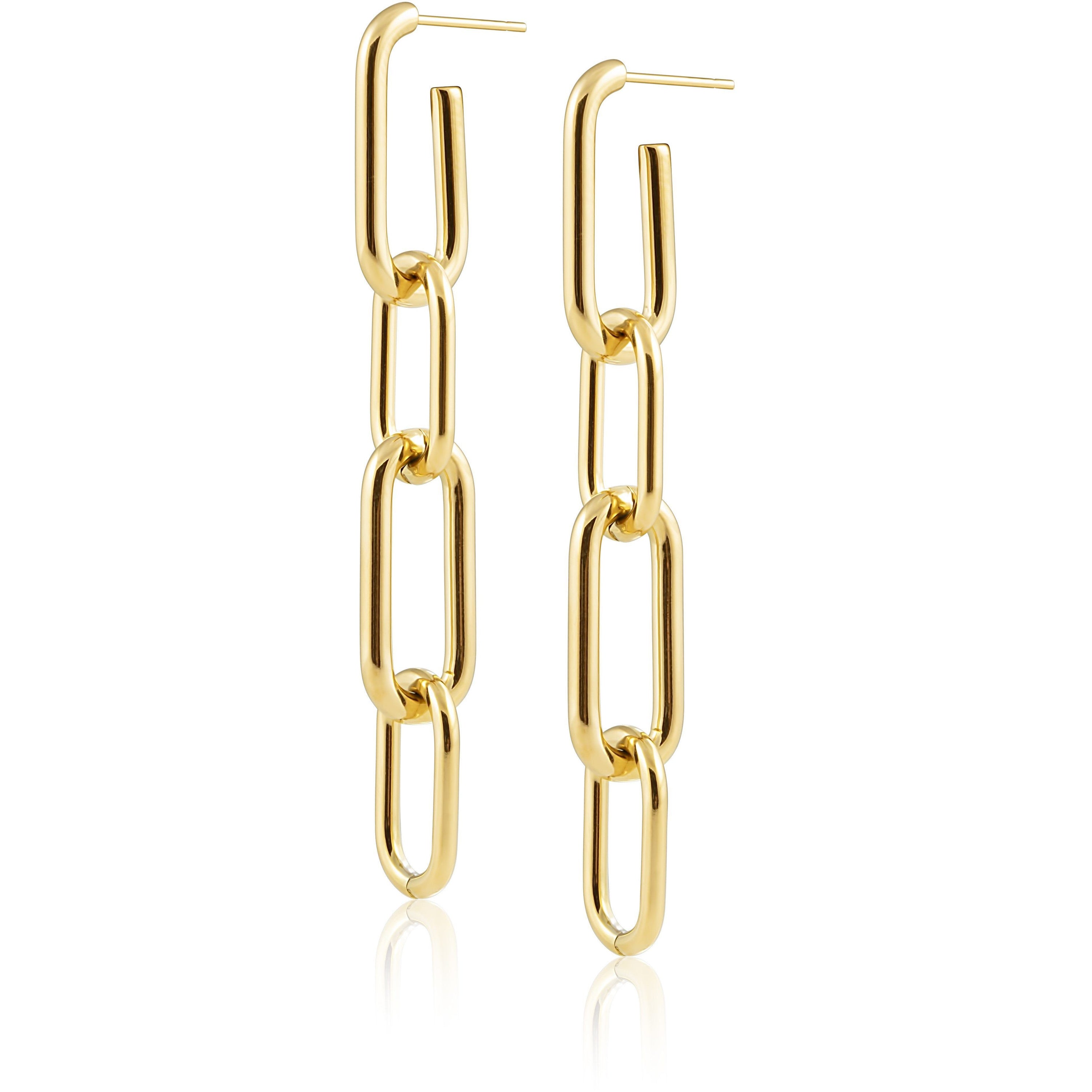 Golden Girl 3-in-1 Paperclip Link Earrings - Lightweight 18k Gold Plated - Jewelry & Watches - Bijou Her -  -  - 