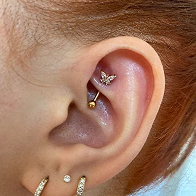 Stainless Steel Studded Butterfly Ear Bone Nail - 0 - Bijou Her -  -  - 