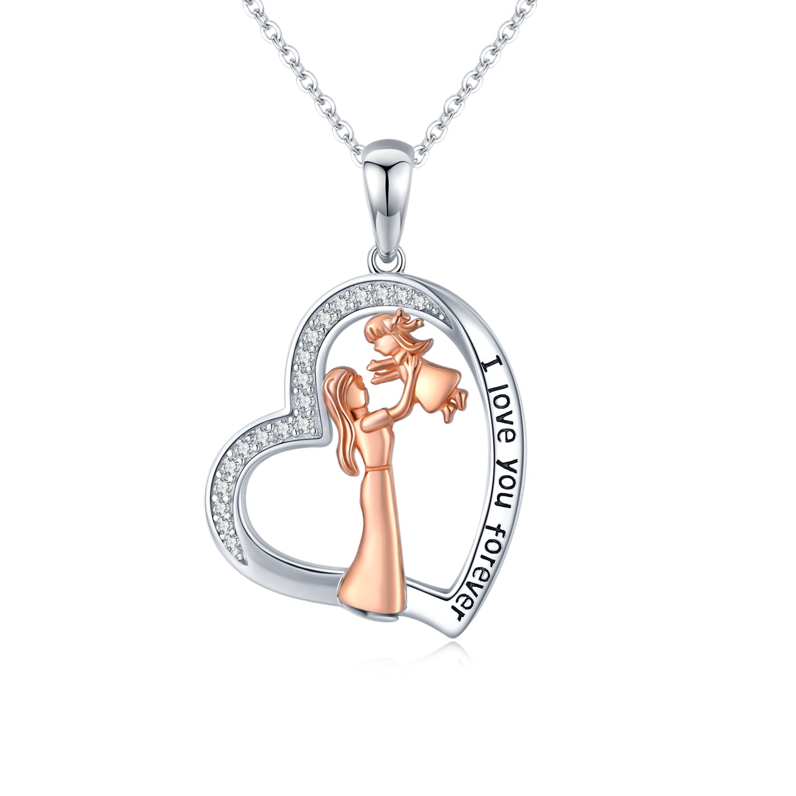 Rose Gold Mother Daughter Necklace in 925 Sterling Silver - 5 - Bijou Her - style -  - 