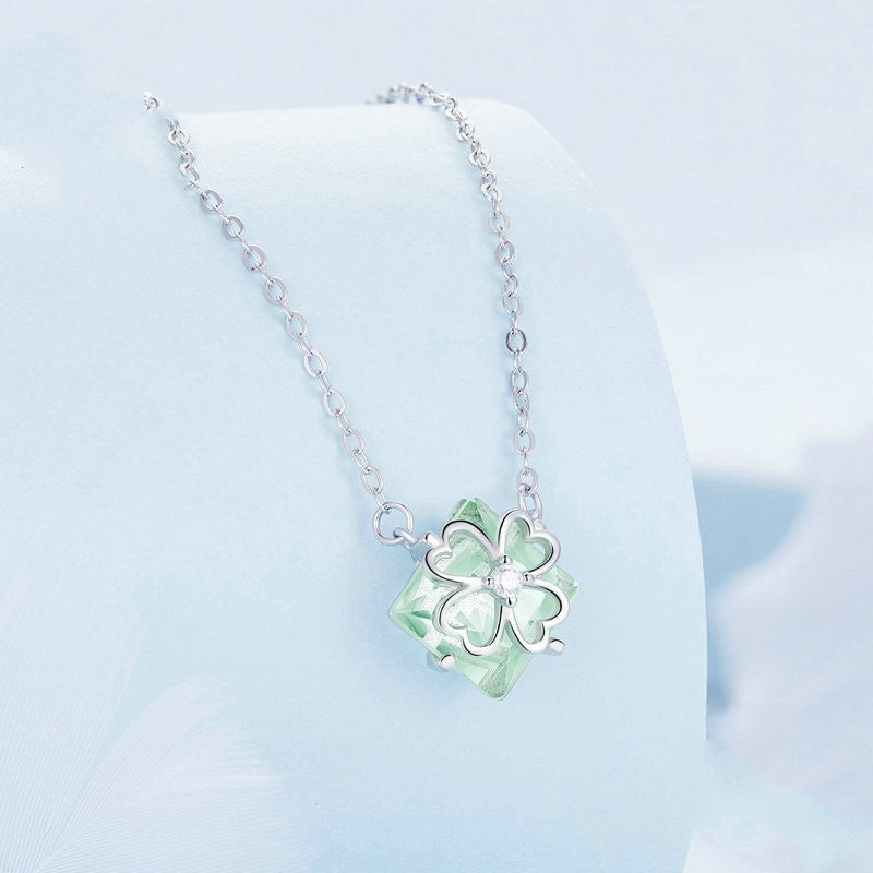 Platinum-plated Simple Green Elegant Pendant Necklace - 0 - Bijou Her -  -  - 