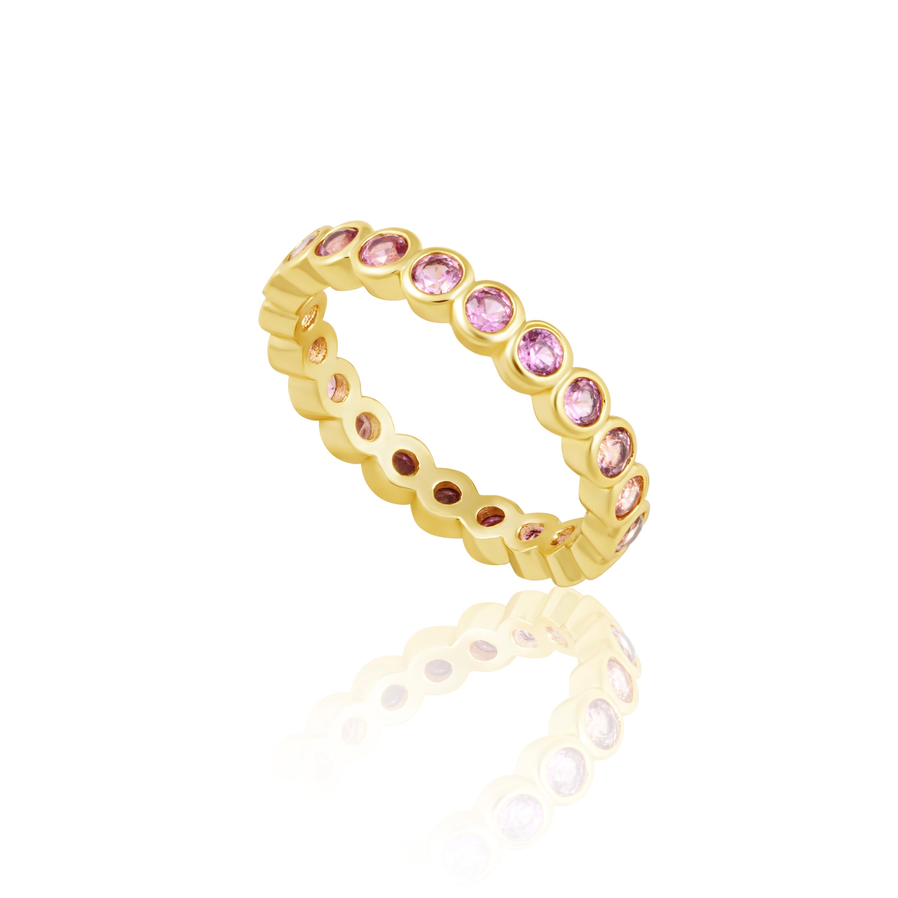 Pink Celeste Eternity Ring - 18k Gold Filled Sterling Silver Stackable Ring with Czech Stones - Jewelry & Watches - Bijou Her -  -  - 