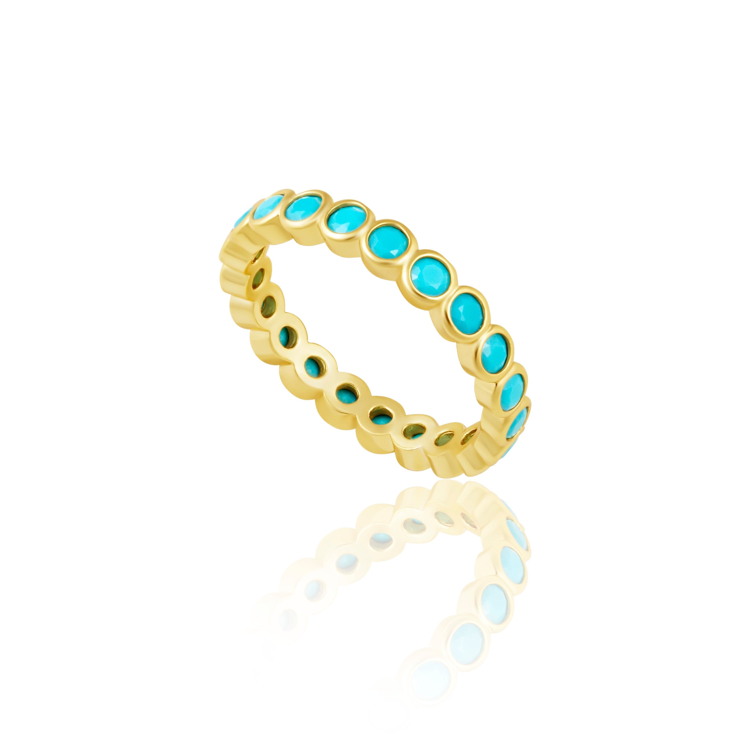 Turquoise Celeste Eternity Ring - Elegant 18k Gold Filled Stackable Ring with Czech Stones, Water and Tarnish Resistant, Hypoallergenic - Jewelry & Watches - Bijou Her -  -  - 