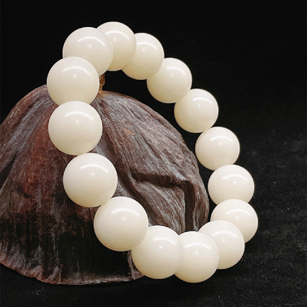 White Jade Bodhi Ball Bracelet - 0 - Bijou Her - Color - Size - 