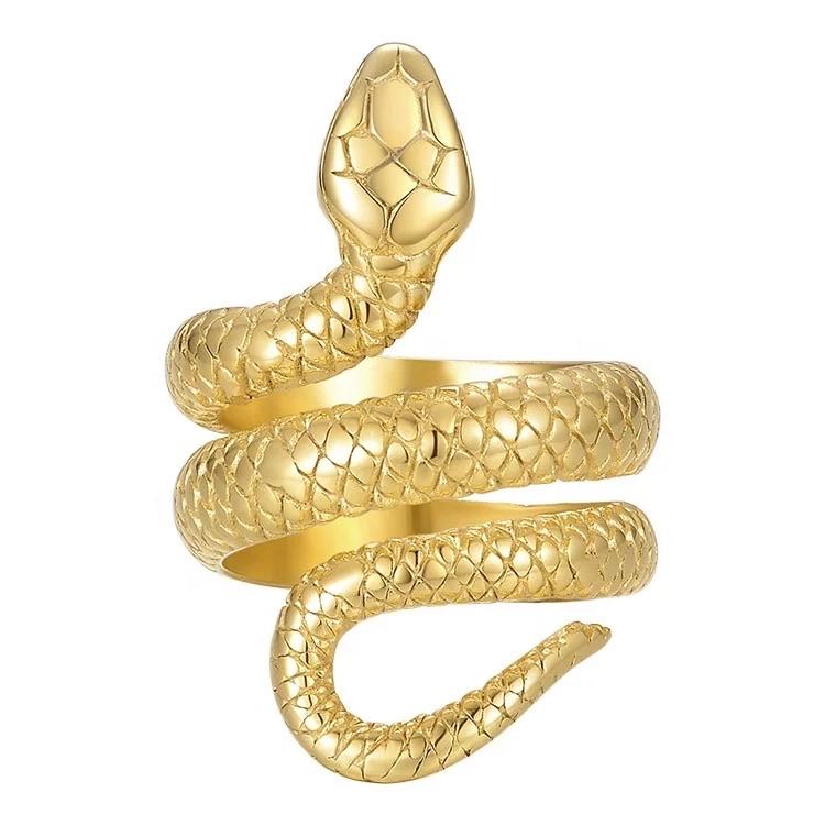 Tarnish Resistant 18k Gold Plated Snake Ring - Hypoallergenic - Jewelry & Watches - Bijou Her -  -  - 