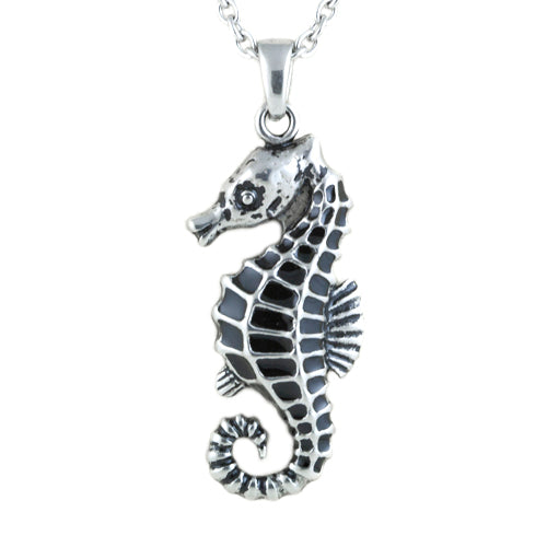 Tranquil Seahorse Pendant Necklace - Stainless Steel with Black Epoxy
Carry the peaceful spirit of the seahorse with this talisman pendant and necklace. Made of 316L stainless steel with black epoxy, it's a reminder to stay serene on - Jewelry & Watches - Bijou Her -  -  - 