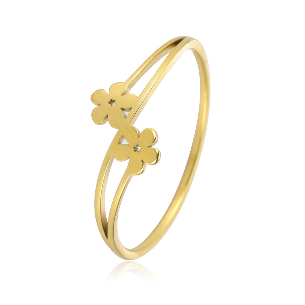 Two Flower Ladies Fashion Ring - 0 - Bijou Her -  -  - 