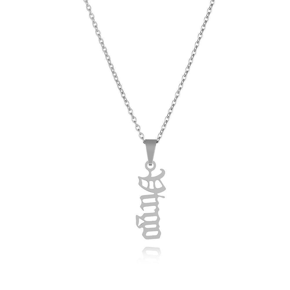 The Twelve Signs Of The Zodiac Stainless Steel Letters Of The Alphabet Pendant Necklace - 0 - Bijou Her - Color - constellation - 