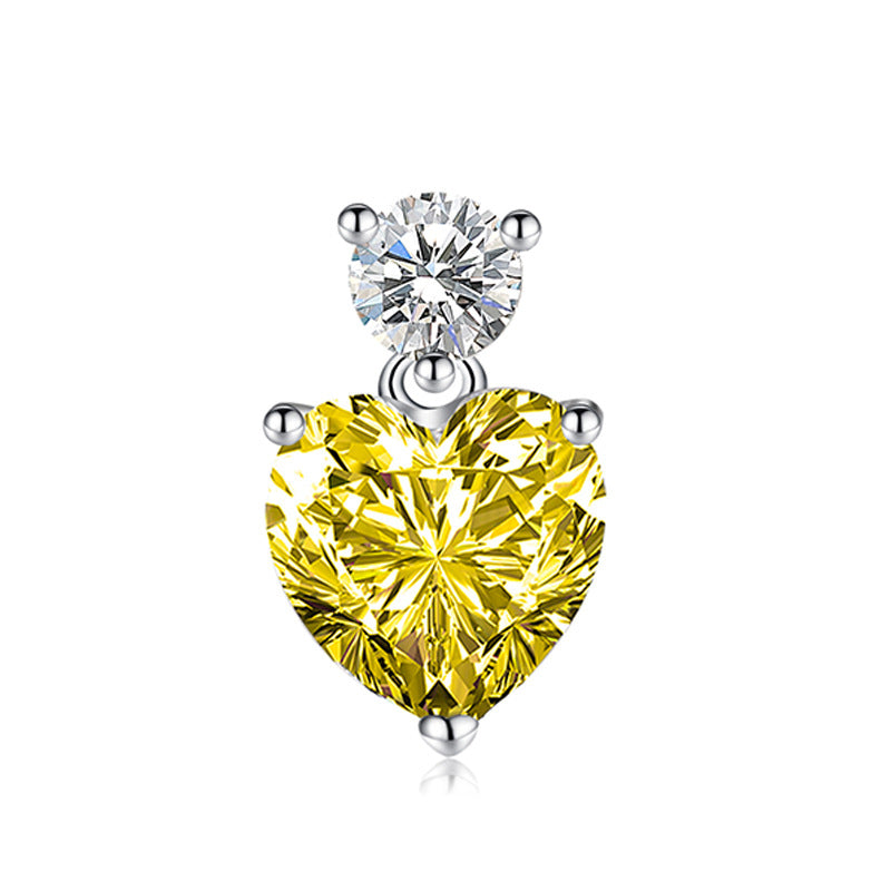 Mosan Diamond Heart Yellow Diamond Diamond Necklace Pendant - 0 - Bijou Her -  -  - 