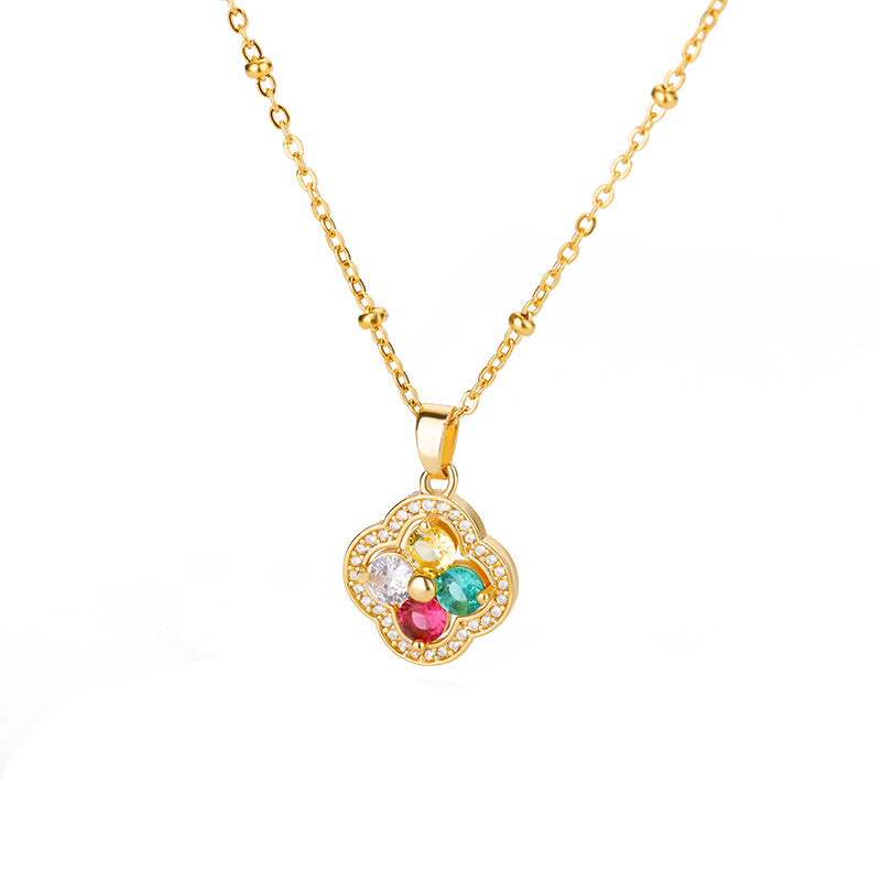 Korean Version Of Four-leaf Clover Series Necklace With Open And Close Magnetic Attraction - 0 - Bijou Her - style -  - 