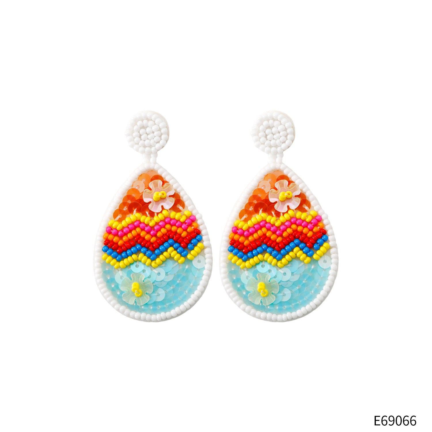 Hand-woven Easter Egg Earrings Easter Decoration Jewelry - 0 - Bijou Her - Color -  - 