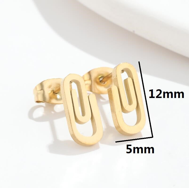 Stainless Steel Clip Ear Studs Geometric Simple Women Earrings - 0 - Bijou Her -  -  - 