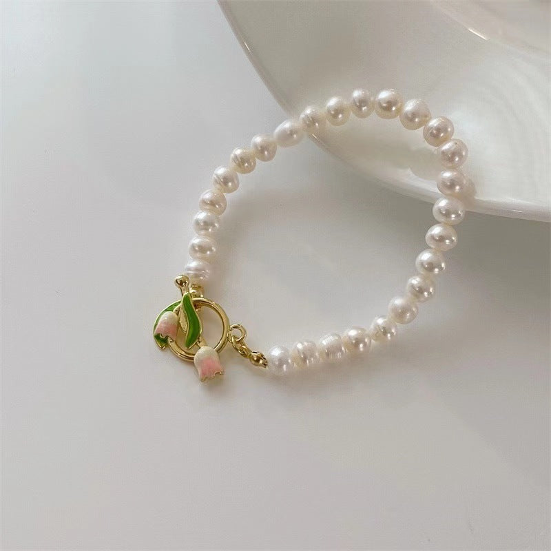 New Tulip Flower Pearl OT Buckle Bracelet Female - 0 - Bijou Her -  -  - 