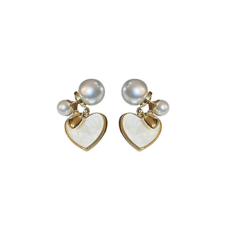 Women's Brushed Love Pearl Earrings - 0 - Bijou Her - Color -  - 