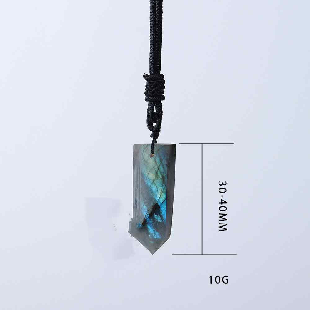 Natural Pull Feldspar Single Pointed Crystal Column Hexagon Prism Pendant - 0 - Bijou Her -  -  - 