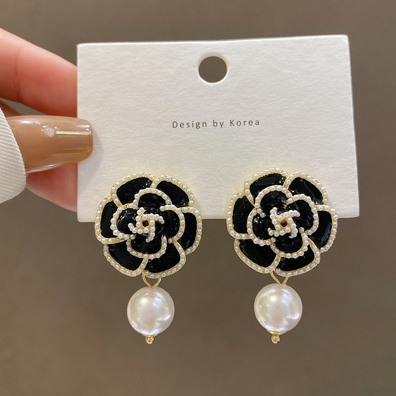 Vintage Elegant Camellia Flower Earrings Female - 0 - Bijou Her -  -  - 