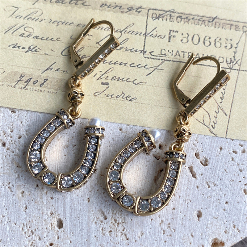 Temperament Horseshoe Old Pendant Earrings - 0 - Bijou Her -  -  - 