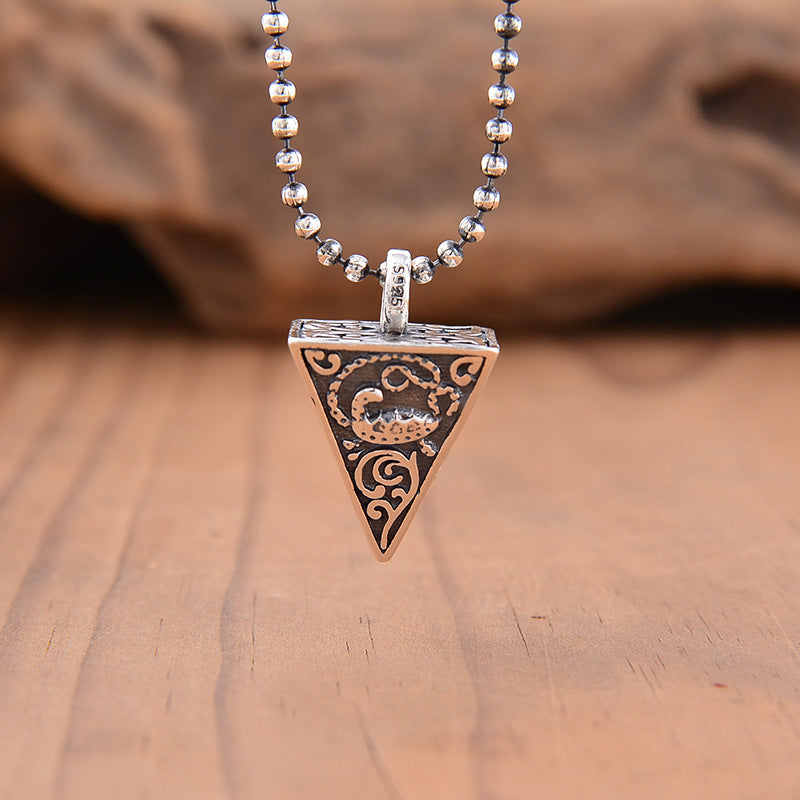 Vintage Thai Silver Pyramid Necklace For Men And Women - 0 - Bijou Her -  -  - 