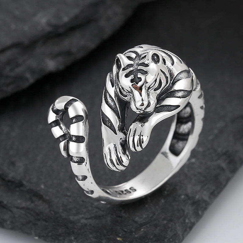 S925 Silver Tiger Styling Ring Unique Natural - 0 - Bijou Her -  -  - 