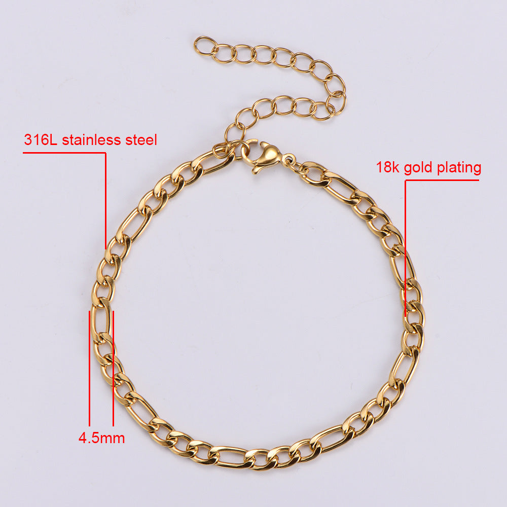 Ladies Electroplated 18k Gold 316L Stainless Steel Bracelet - 0 - Bijou Her -  -  - 