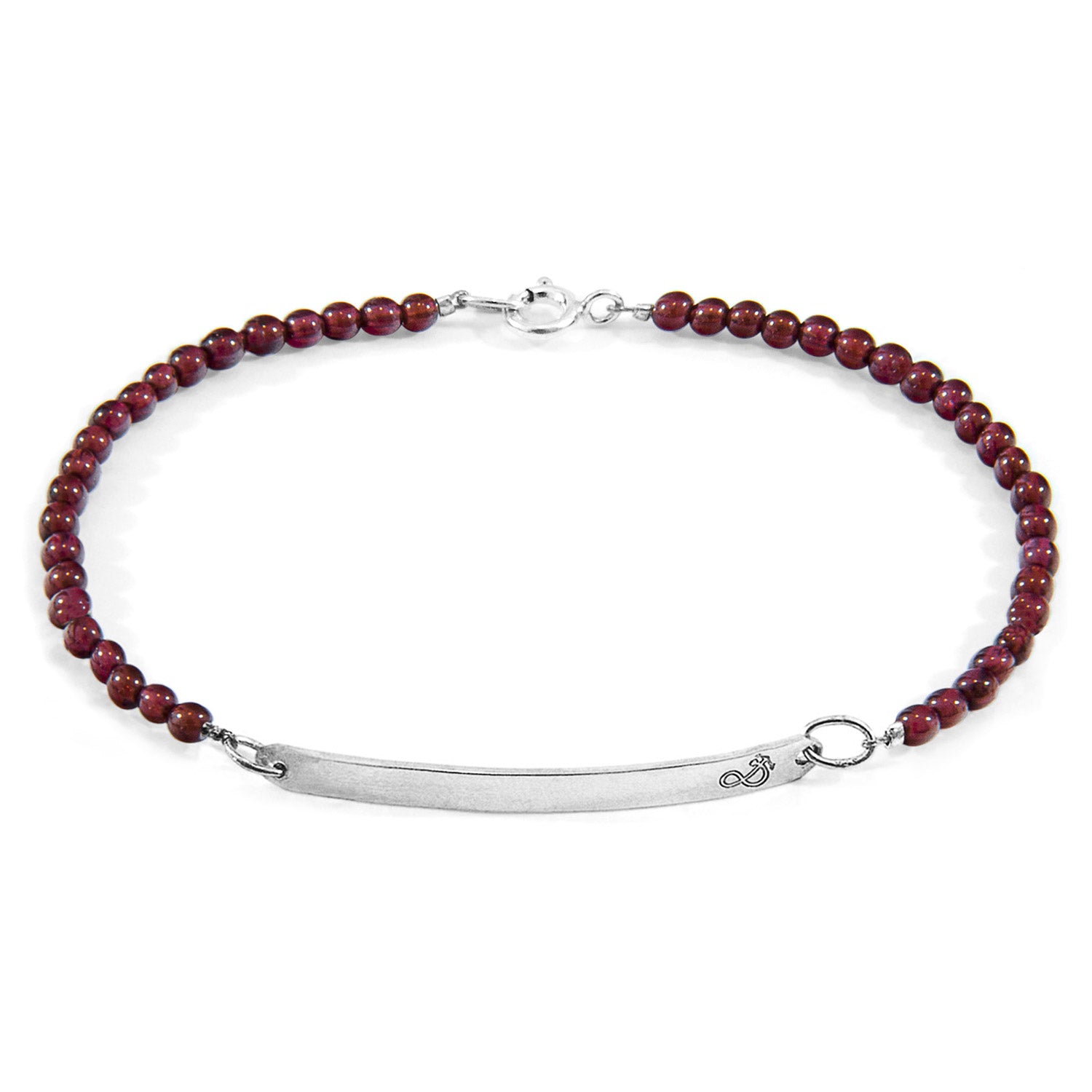 Red Garnet Stone Silver Bracelet - Handcrafted in Great Britain
This minimalist bracelet features genuine 3mm red garnet stone beads on semi-rigid stainless steel wire, with a solid .925 sterling silver curved bar and lobster clasp. Available in 4 - Jewelry & Watches - Bijou Her -  -  - 