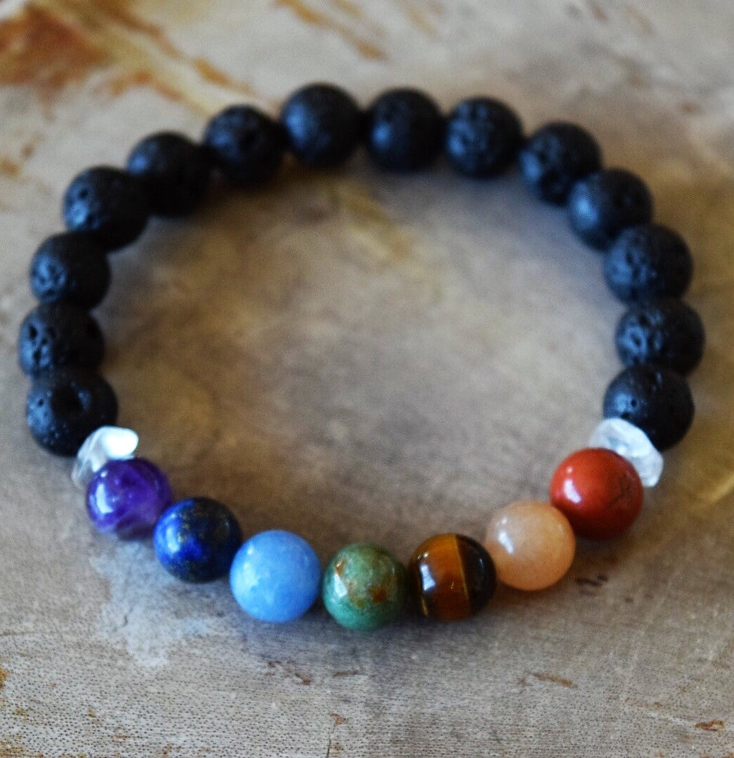 Handmade Aromatherapy Chakra Stretch Bracelet - Natural Gemstones for Physical and Spiritual Healing - Bracelets - Bijou Her -  -  - 