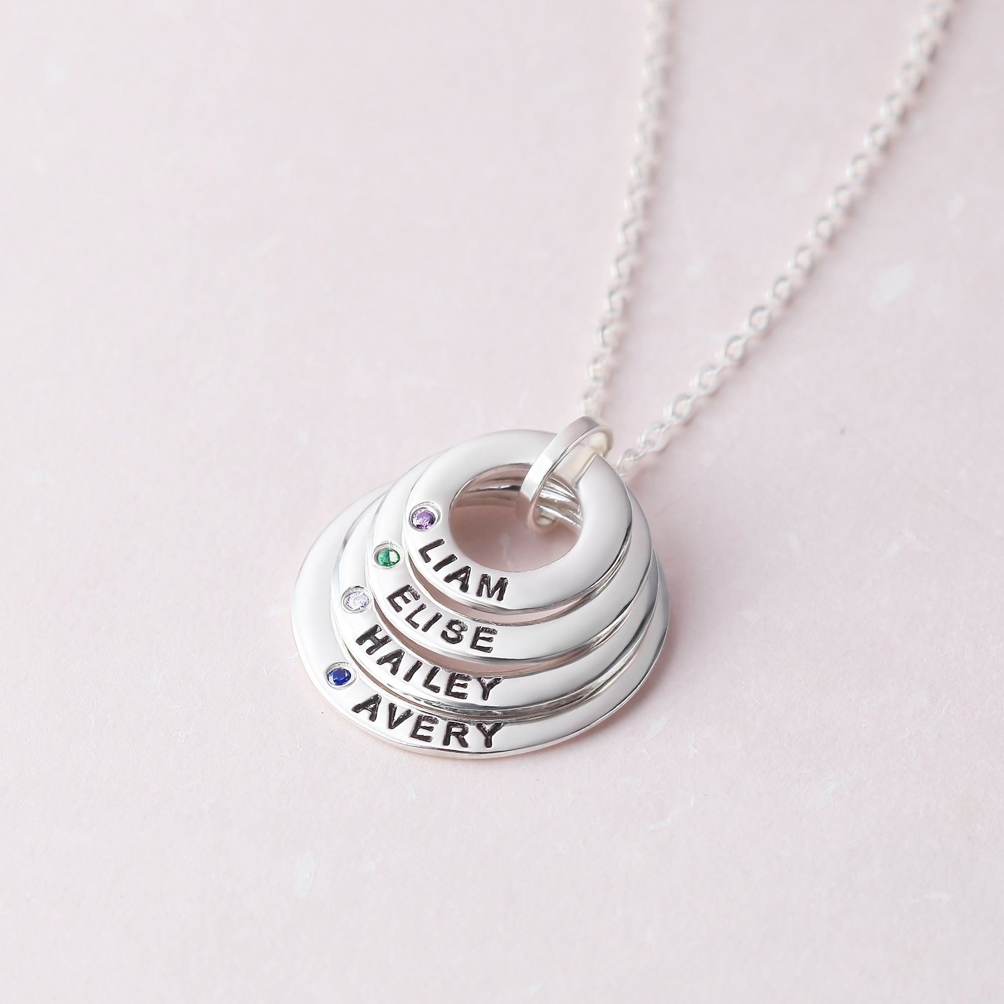 Personalized Mom Necklace with Birthstones and Kids Names - 925 Sterling Silver and 18K Gold Plated Jewelry Gift for Grandma - Necklaces - Bijou Her -  -  - 