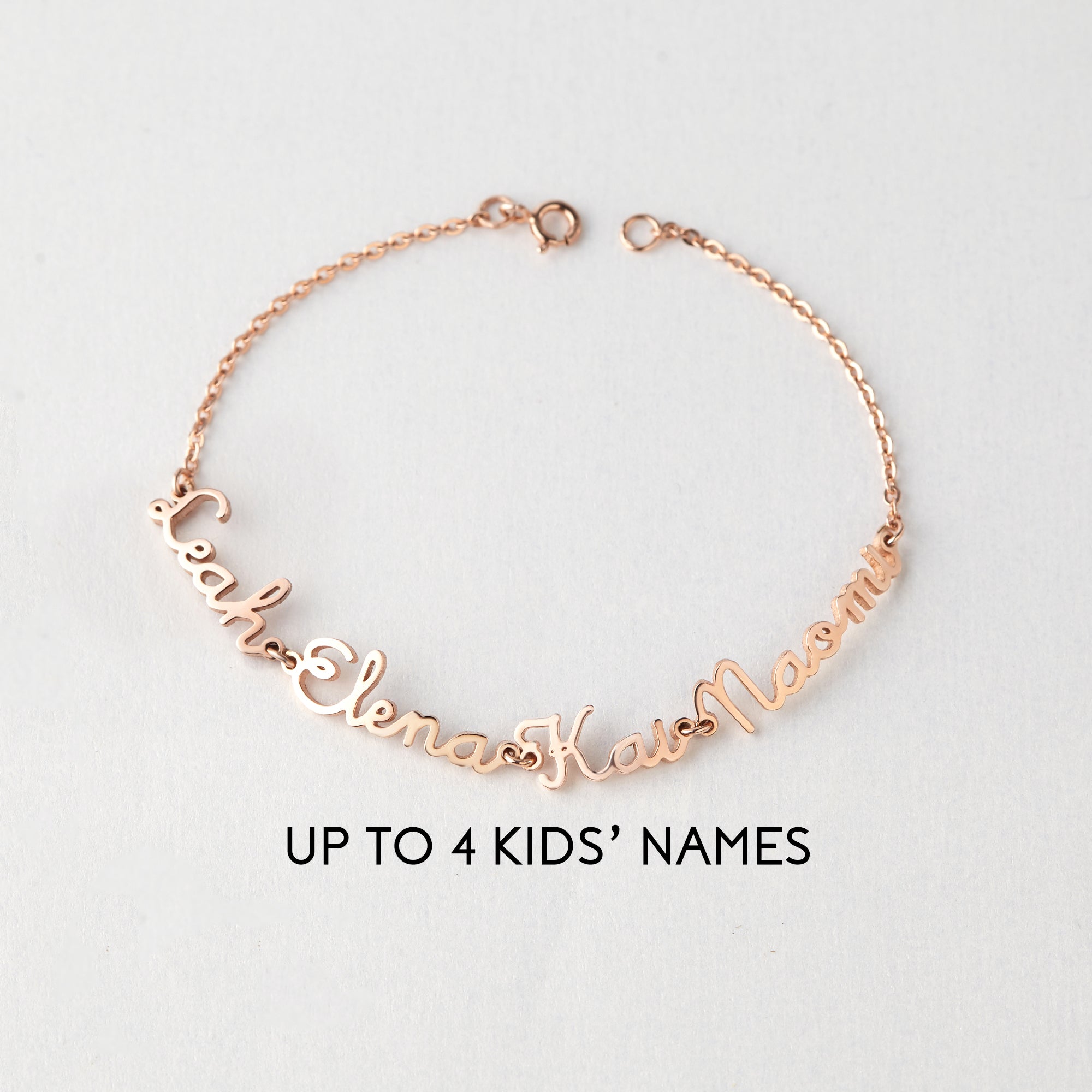 Personalized Kids Names & Birthstones Bracelet - 925 Sterling Silver with 18K Gold/Rose Gold Plating - Bracelets - Bijou Her -  -  - 