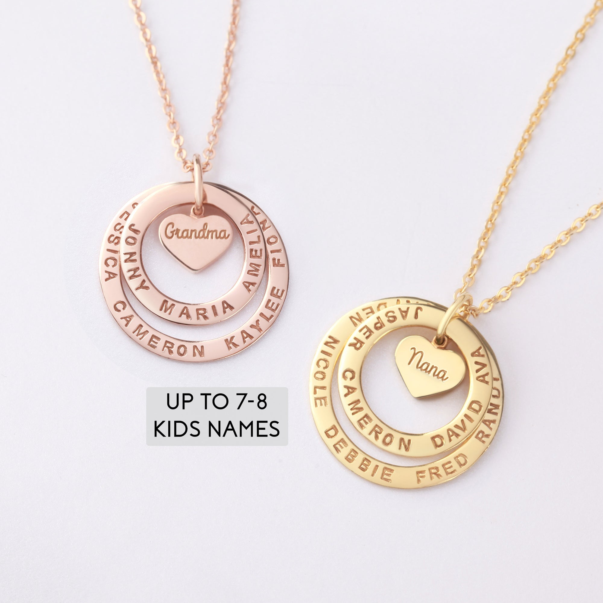 Personalized Grandma Necklace with Children's Names - 925 Sterling Silver and 18K Gold Plated Jewelry for Mother's Day and Christmas Gift - Necklaces - Bijou Her -  -  - 