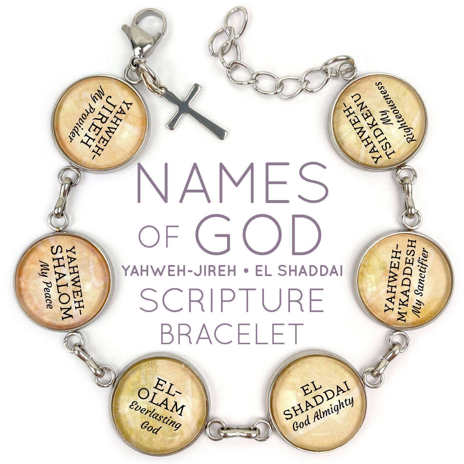 Names of GOD Scripture Bracelets - Stainless Steel Hebrew Religious - Bracelets - Bijou Her -  -  - 