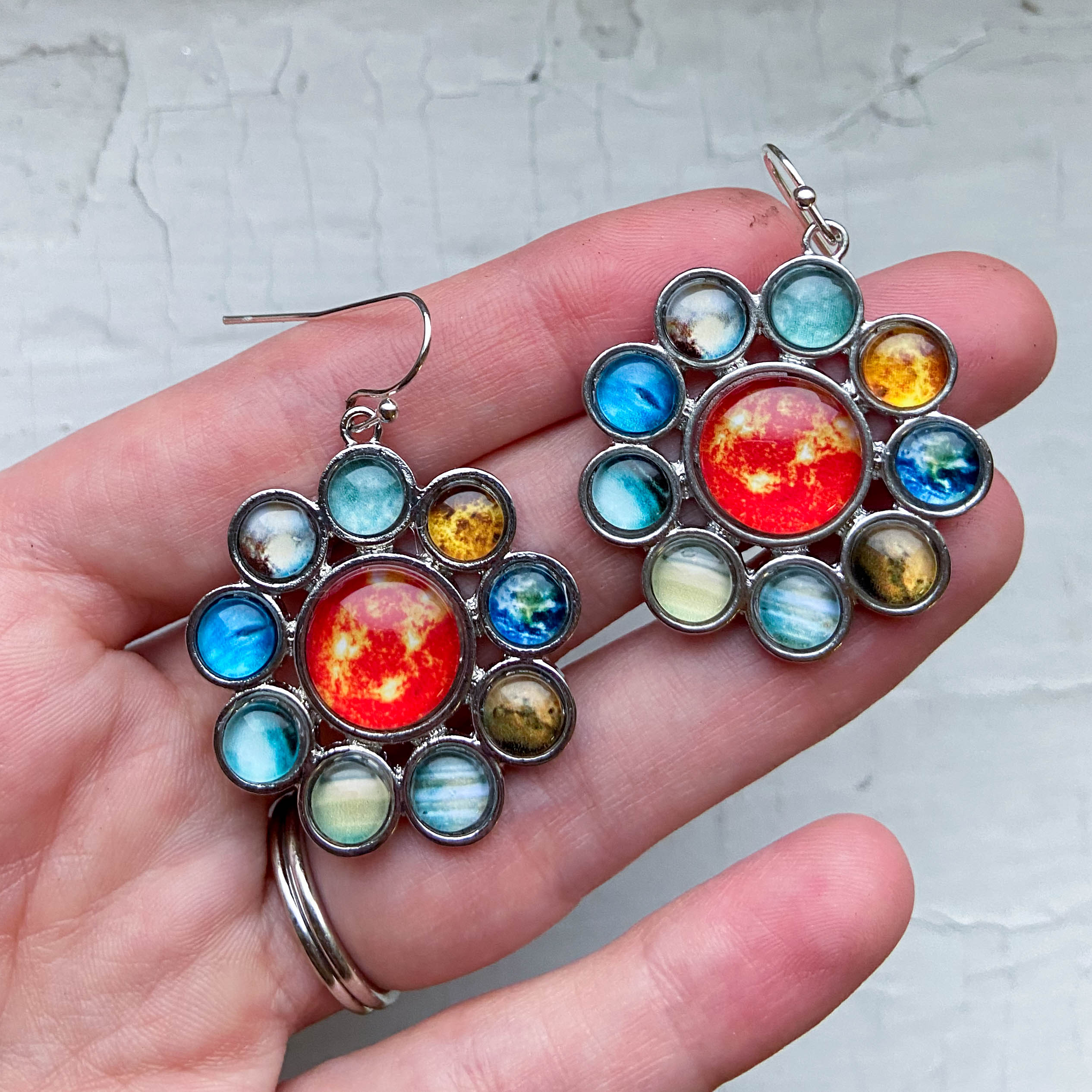 Solar System Halo Dangle Earrings - Colorful Planetary Jewelry for Space Lovers - Jewelry & Watches - Bijou Her -  -  - 