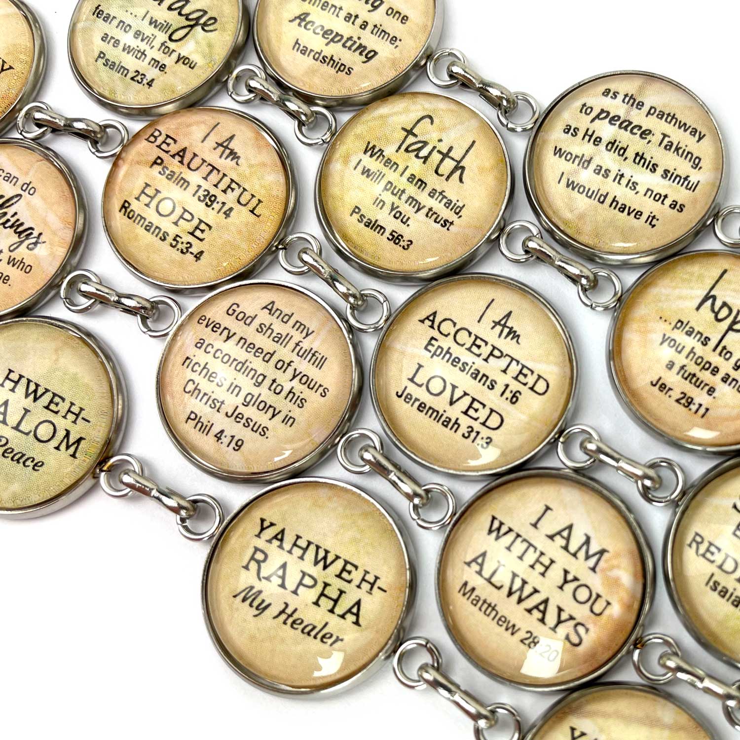 Serenity Prayer Scripture Charm Bracelet - Handcrafted Stainless Steel and Glass Jewelry - Bracelets - Bijou Her -  -  - 