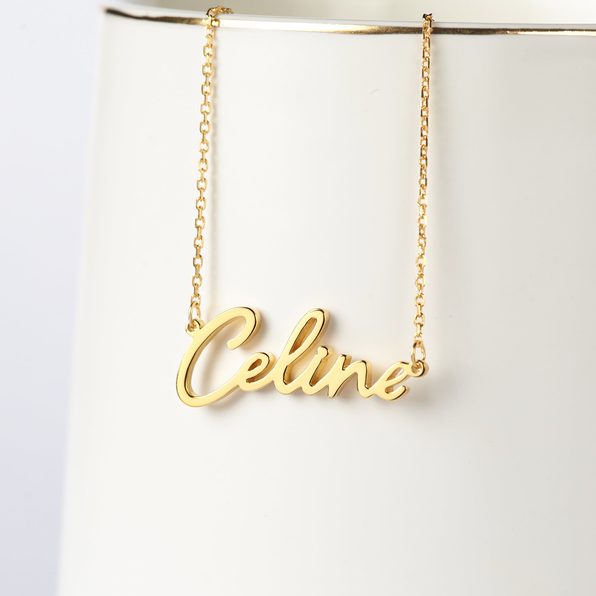 Personalized Script Name Necklace - Sterling Silver or Gold Plated Pendant and Chain, Up to 9 Characters, Gift for Her - Necklaces - Bijou Her -  -  - 