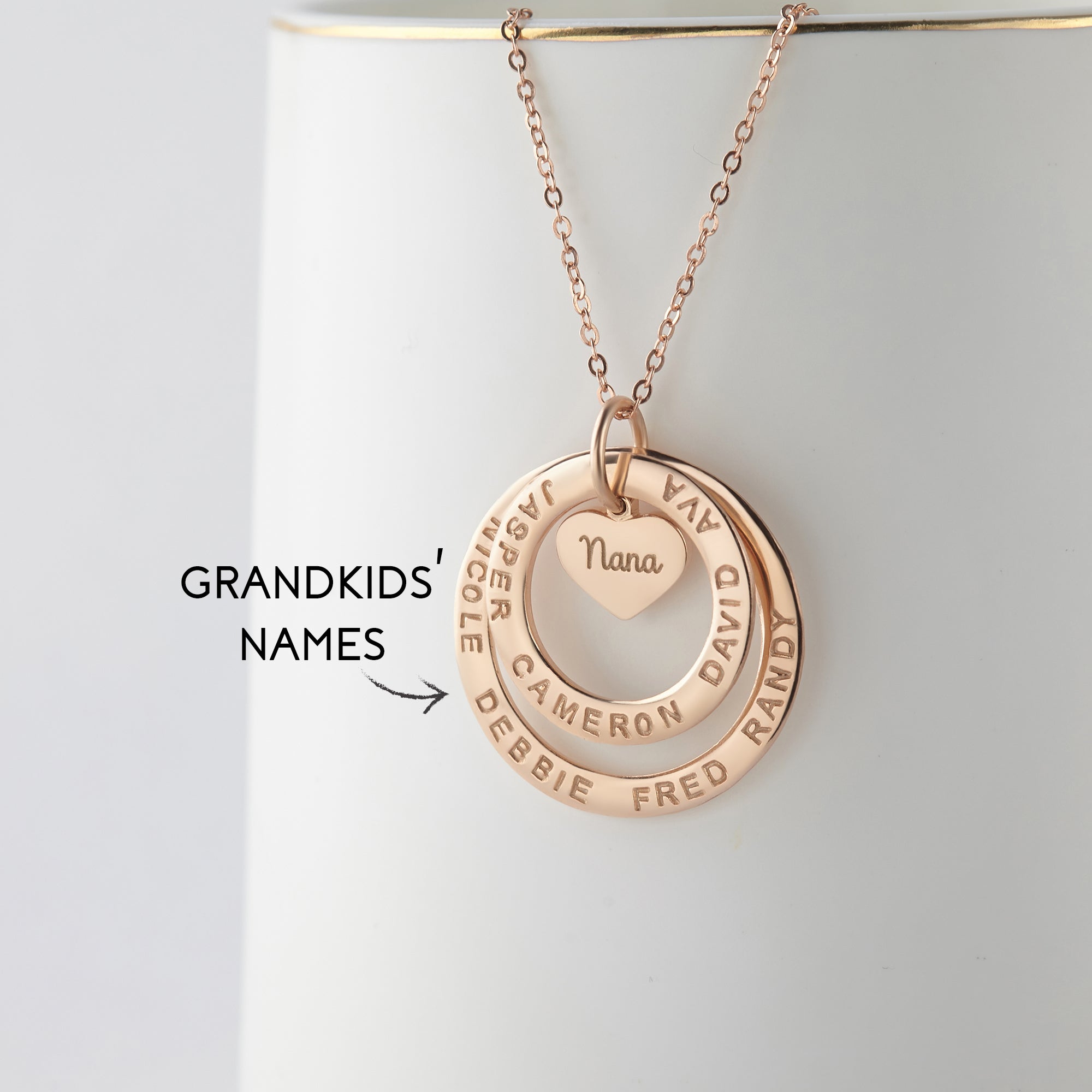 Personalized Grandma Necklace with Children's Names - 925 Sterling Silver and 18K Gold Plated Jewelry for Mother's Day and Christmas Gift - Necklaces - Bijou Her -  -  - 