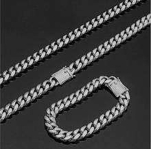 Silver Color Stainless Steel Cuban and Tennis Chain Set with Matching Bracelets - Jewelry & Watches - Bijou Her -  -  - 