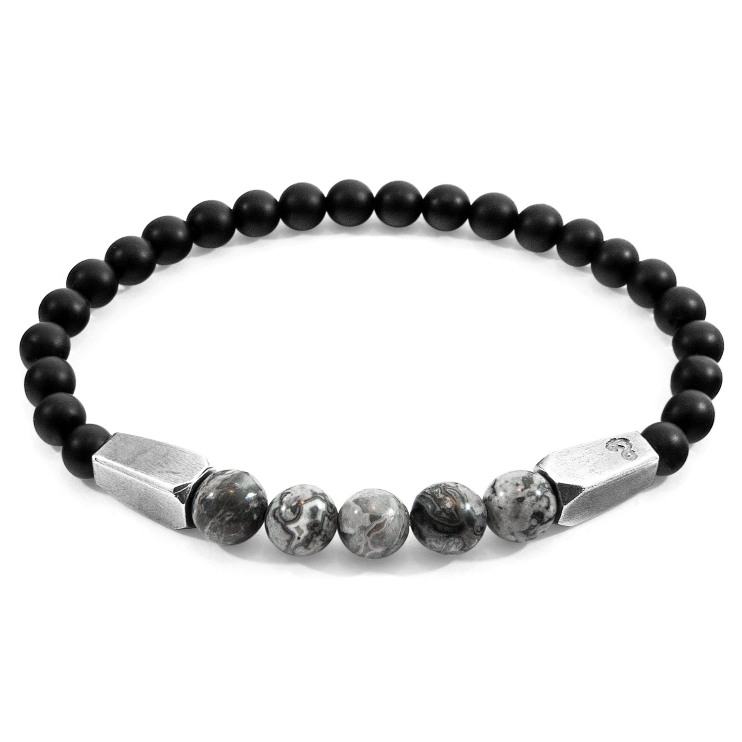 Grey Jasper and Silver Beaded Bracelet for Modern Journeyman/Woman - Jewelry & Watches - Bijou Her -  -  - 