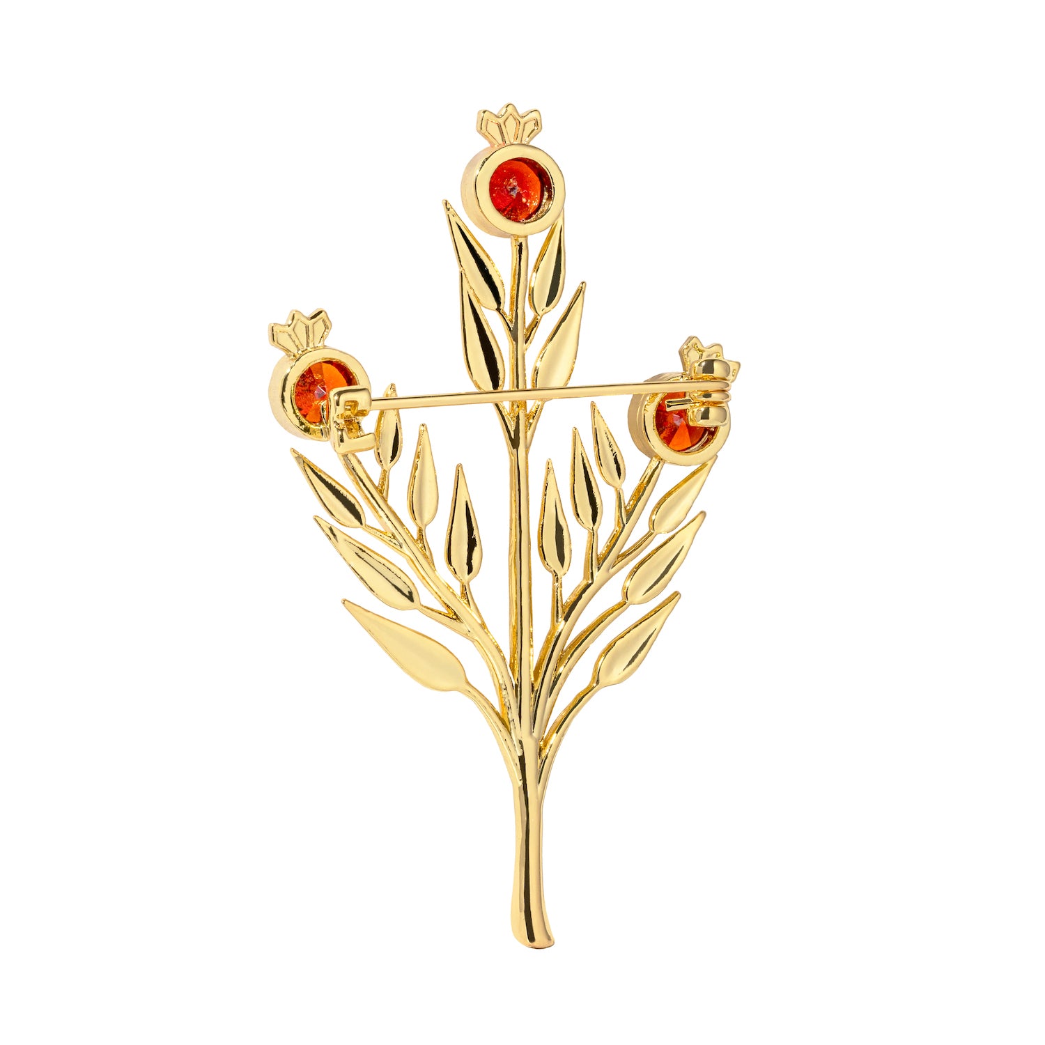 Pomegranate Branch Brooch with Red Zircones - Inspired by Manuscript - Other Accessories - Bijou Her -  -  - 