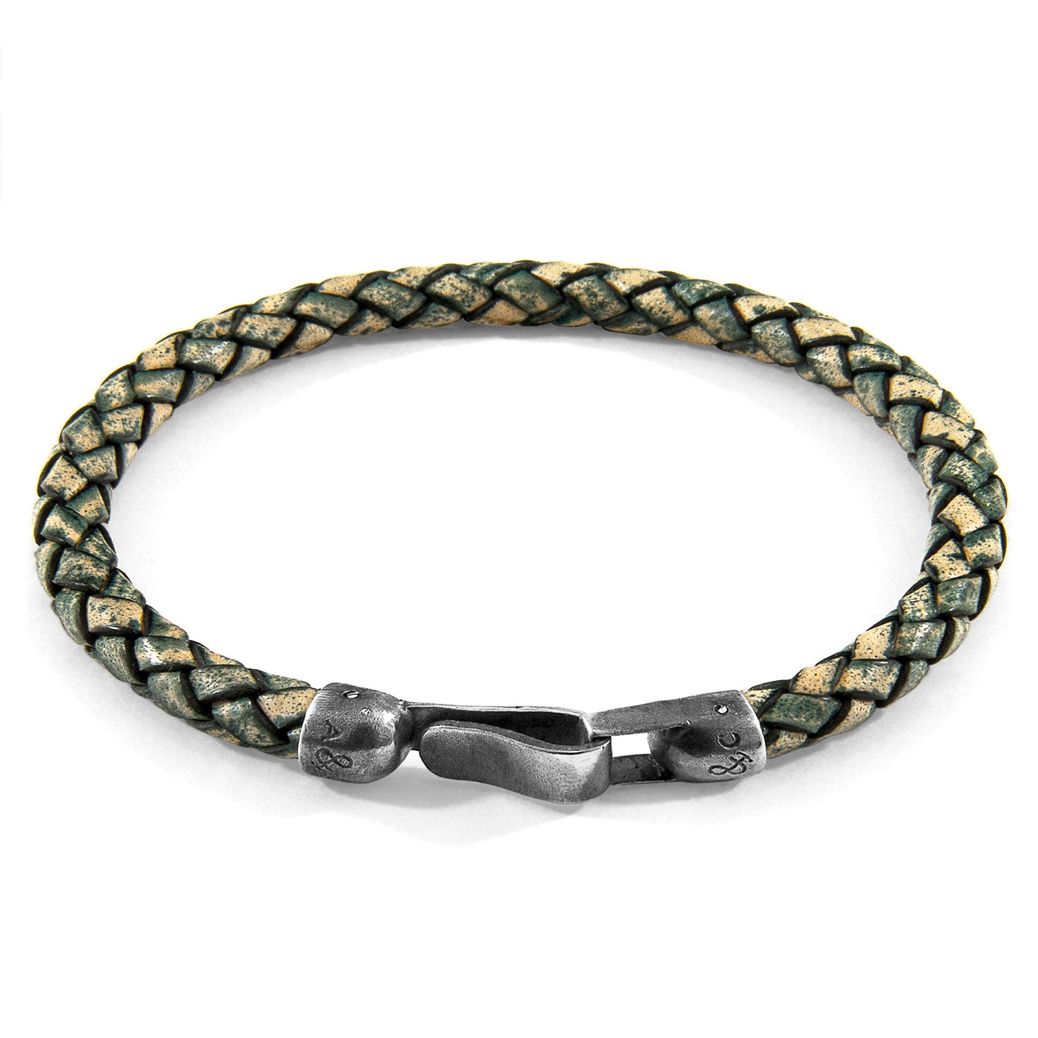 Petrol Green Skye Silver and Braided Leather Bracelet: Handcrafted in Great Britain with Sterling Silver Clasp - Jewelry & Watches - Bijou Her -  -  - 