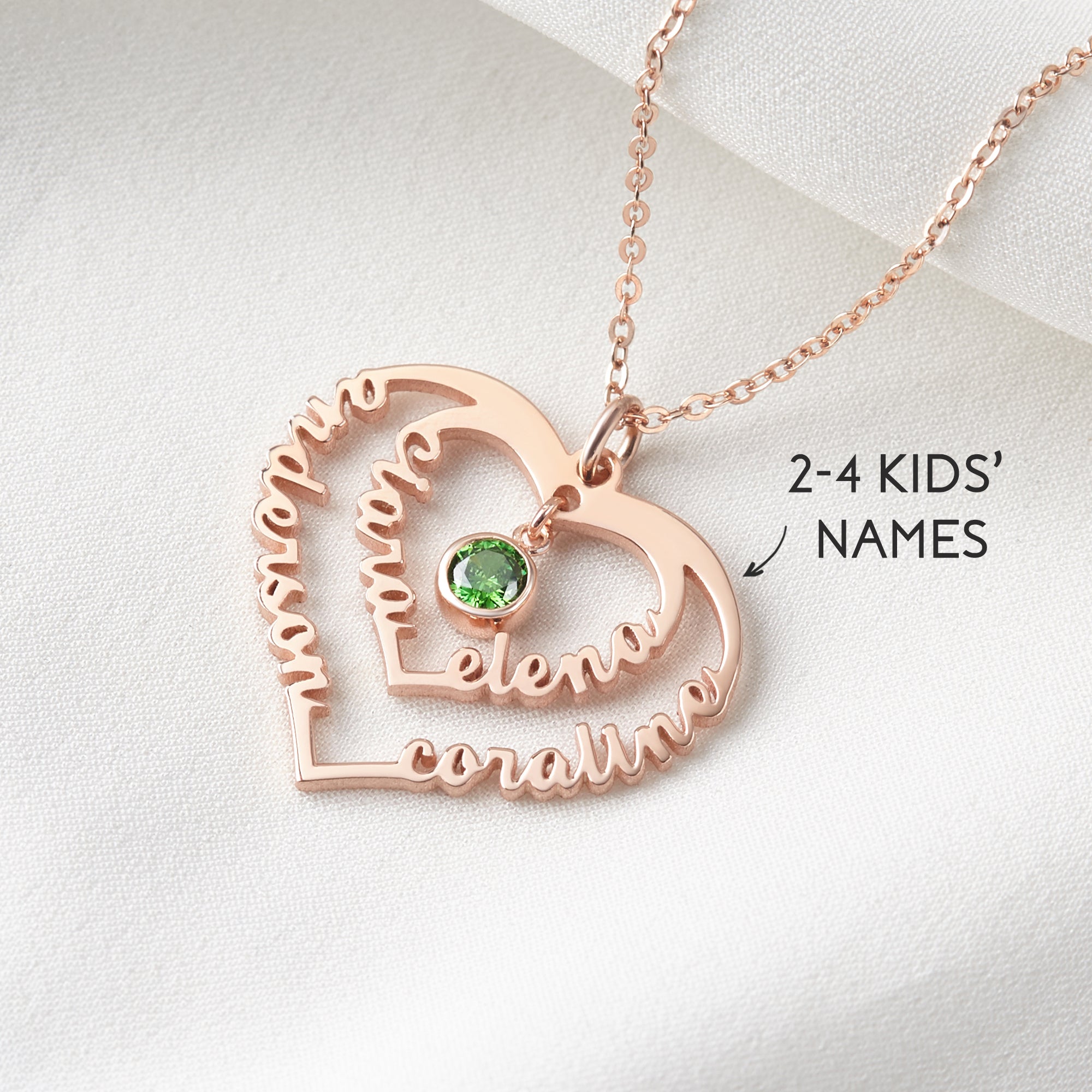 Personalized Kids Names Necklace with Birthstones - 925 Sterling Silver & 18K Gold Plated - Gift for Mom, Grandma, Nana - Necklaces - Bijou Her -  -  - 