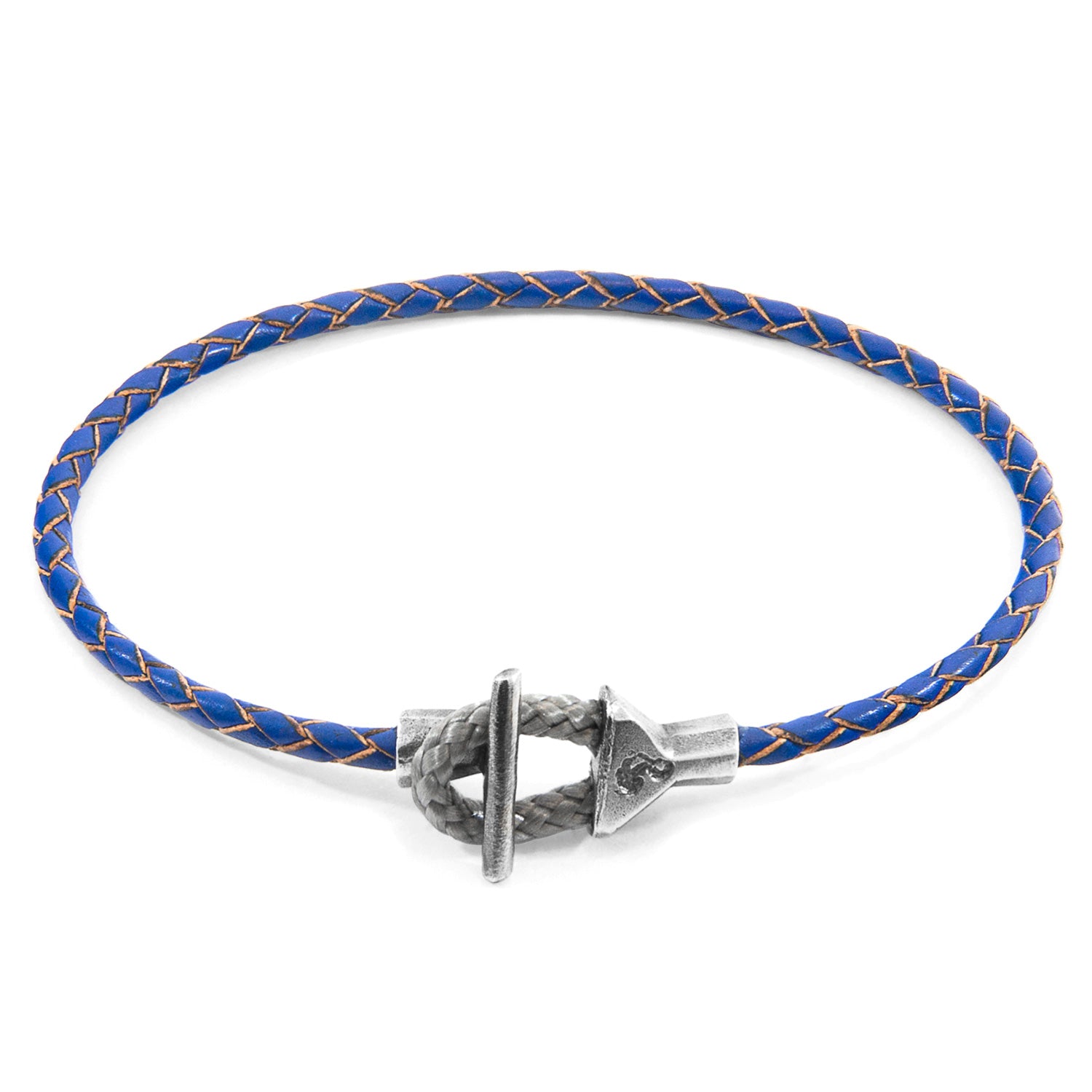 Royal Blue Cullen Silver and Braided Leather Bracelet - Handcrafted in Great Britain with Genuine Leather and Sterling Silver Clasp - Available in Multiple Sizes - Bracelets - Bijou Her -  -  - 