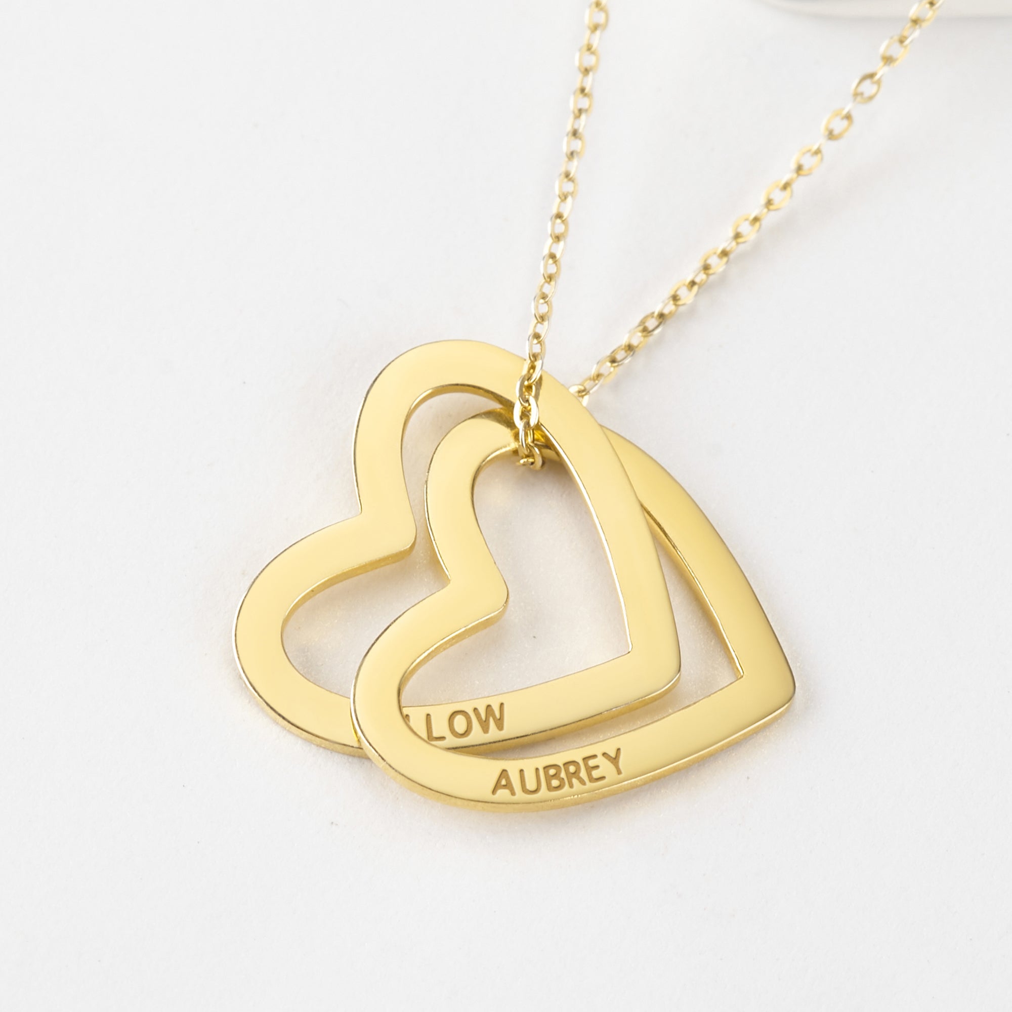 Personalized 3-Heart Necklace for Mom or Grandma | Engraved with Children's Names | Sterling Silver & Gold-Plated - Necklaces - Bijou Her -  -  - 