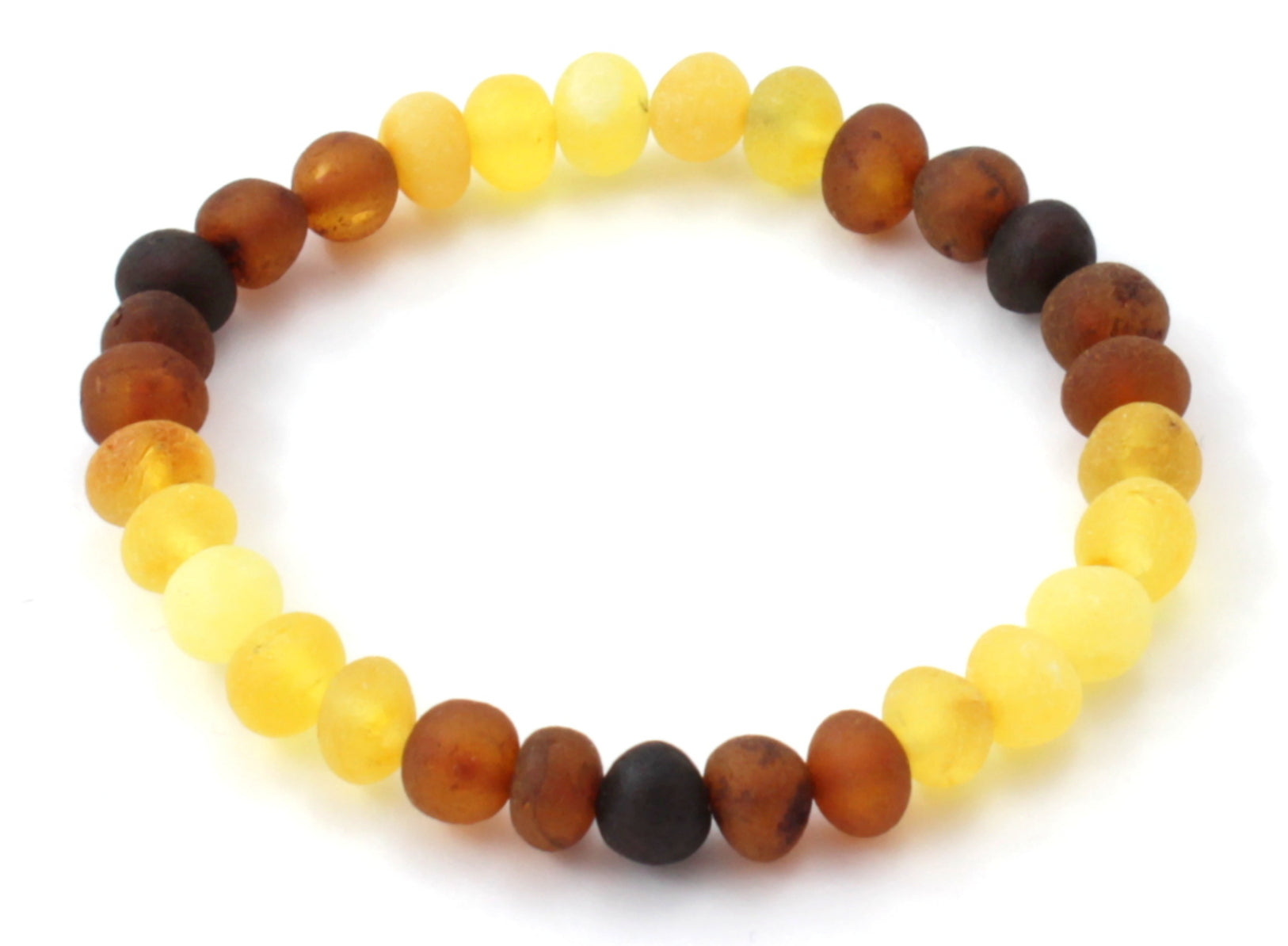 Raw Baltic Amber Stretch Bracelet - Modern Rainbow Multi-Color, Unpolished Beads, 5g Weight, 18-21cm Length - Men's and Women's Beaded Bracelet - Bracelets - Bijou Her -  -  - 