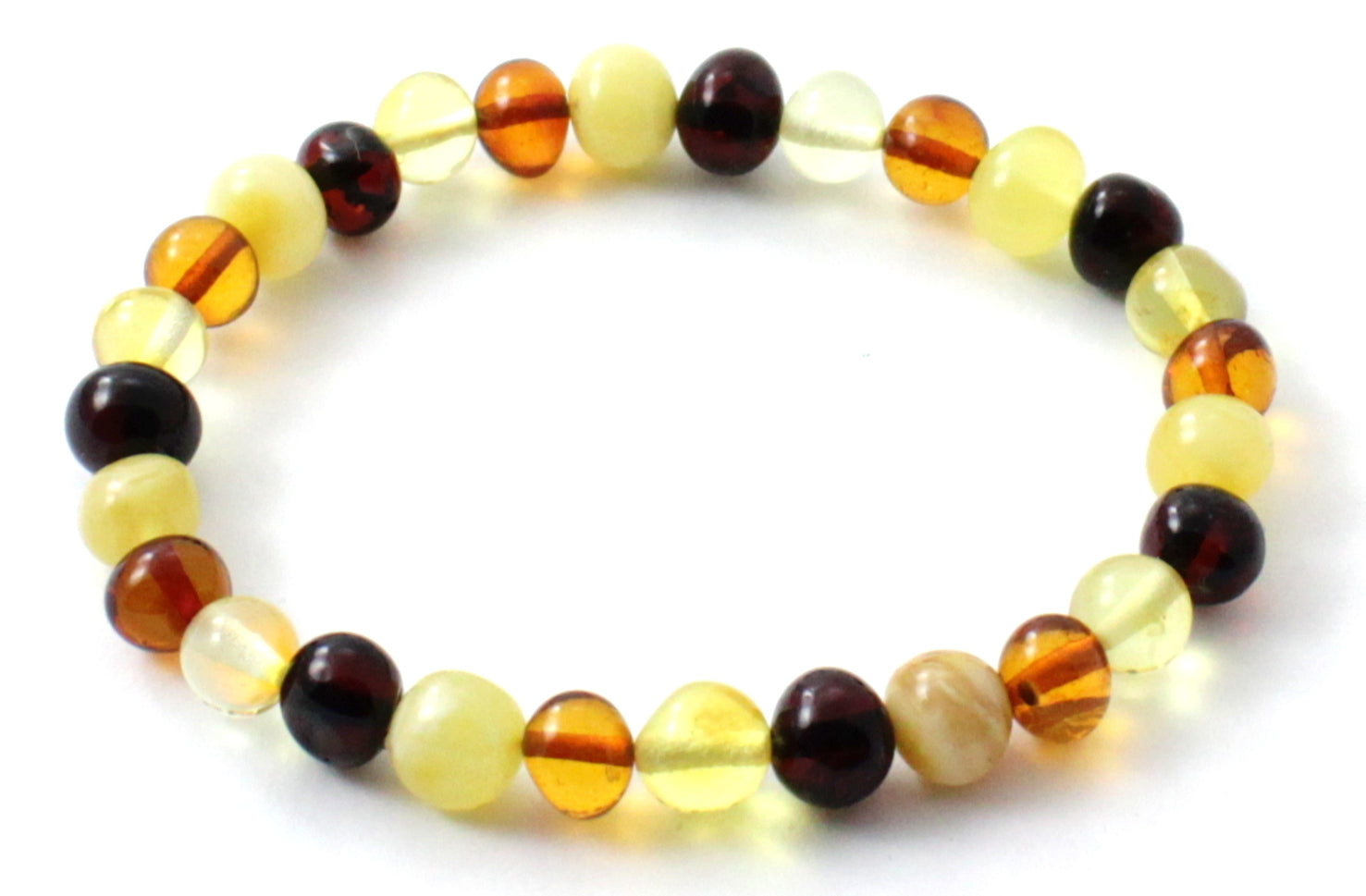 Multicolor Baltic Amber Stretch Bracelet - Beaded Jewelry for Men and Women - Bracelets - Bijou Her -  -  - 