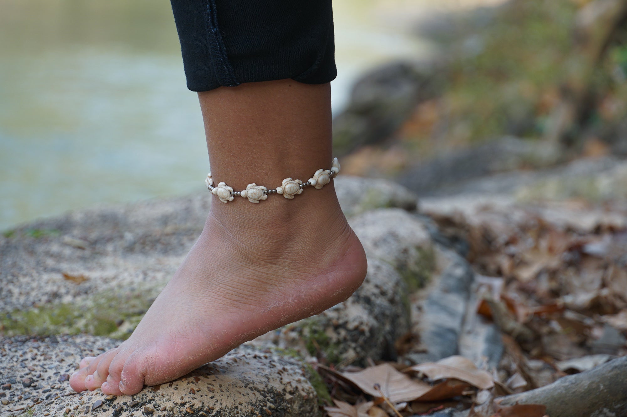 Handcrafted Elephant Boho Silver Anklet - Hypoallergenic Beaded Design with Cute Bells, 10 Inches Long - Other Accessories - Bijou Her -  -  - 