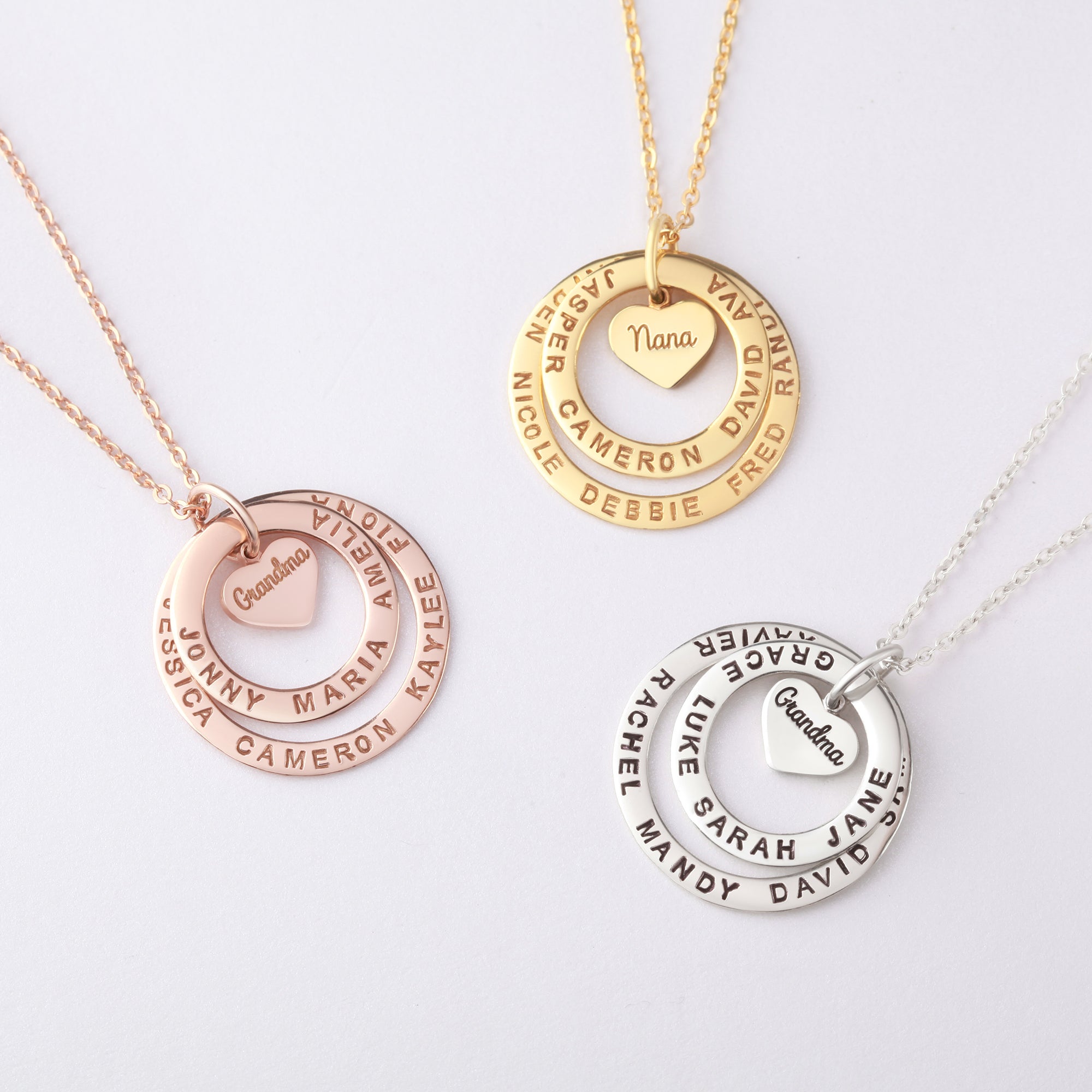 Personalized Grandma Necklace with Children's Names - 925 Sterling Silver and 18K Gold Plated Jewelry for Mother's Day and Christmas Gift - Necklaces - Bijou Her -  -  - 