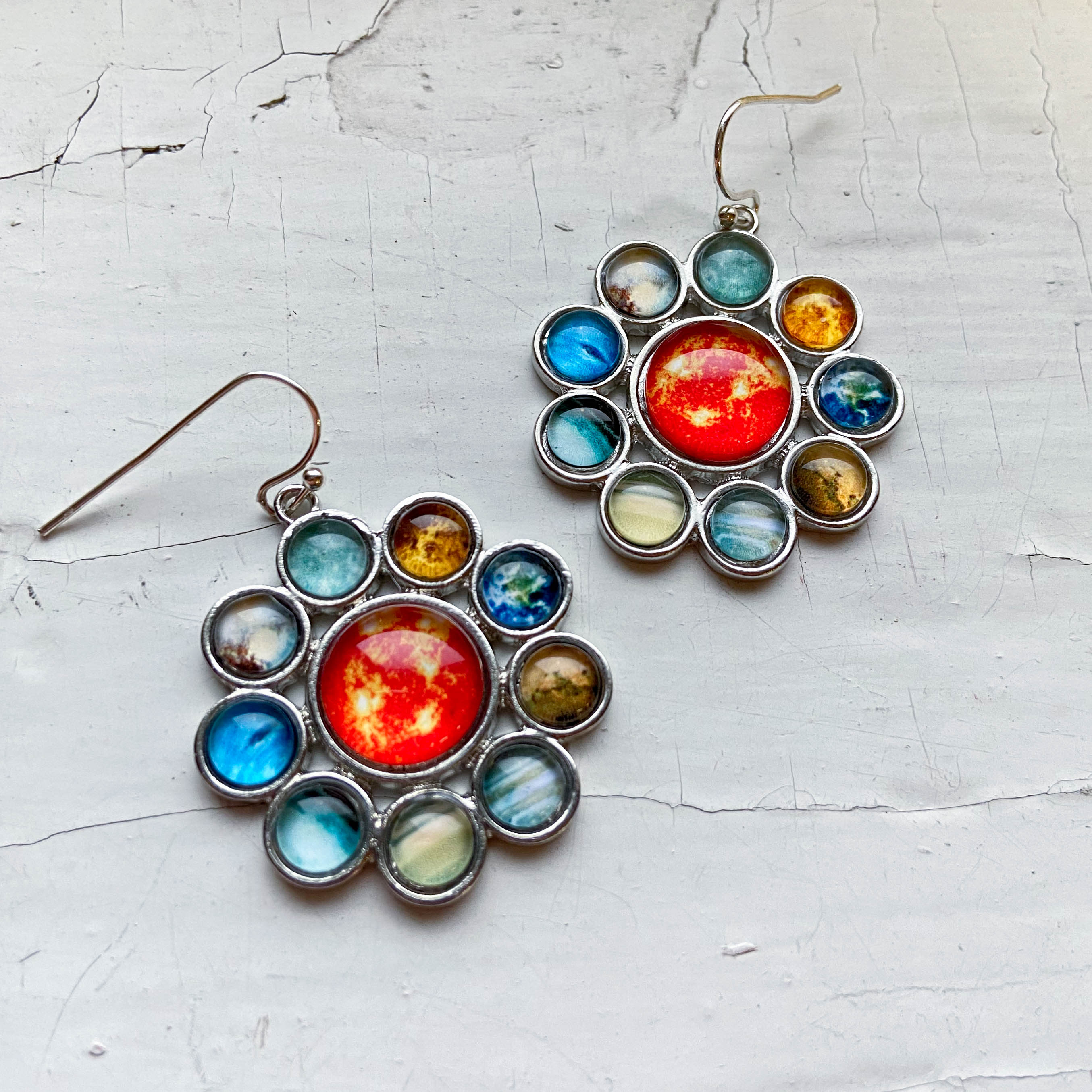 Solar System Halo Dangle Earrings - Colorful Planetary Jewelry for Space Lovers - Jewelry & Watches - Bijou Her -  -  - 